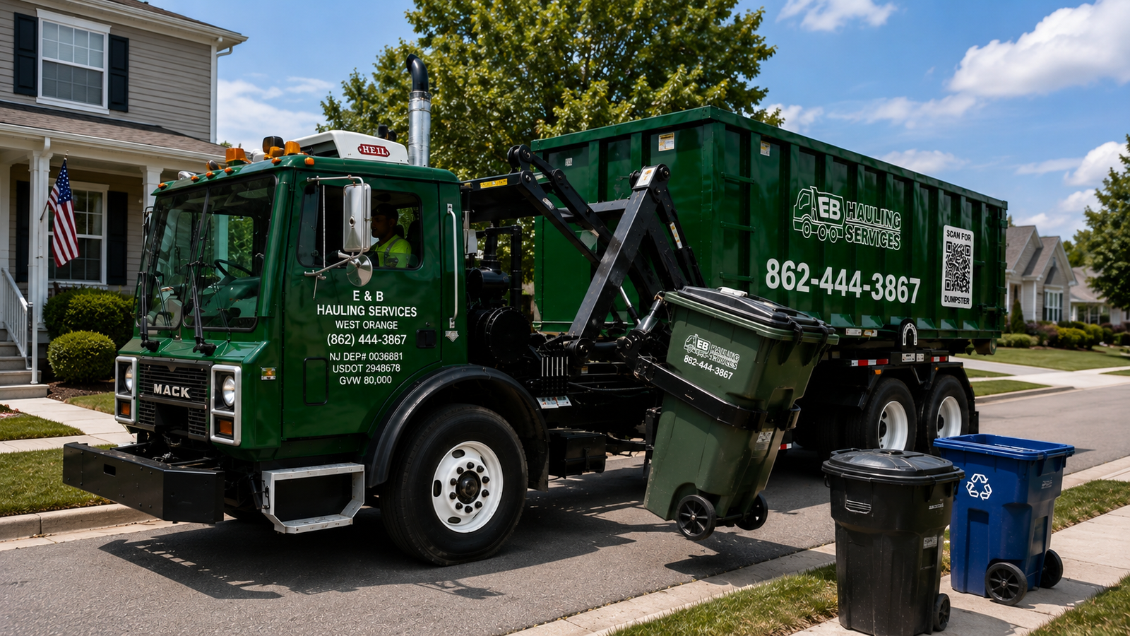 EB Hauling truck for Jersey City dumpster rental service