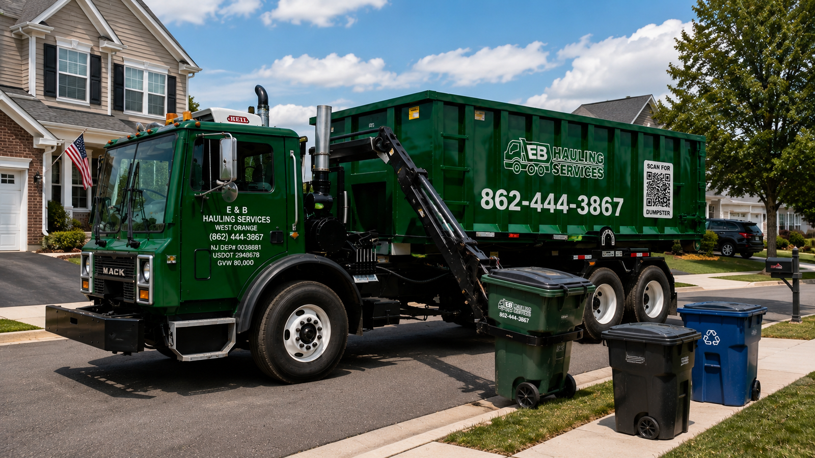 EB Hauling residential waste pickup near Elizabeth NJ