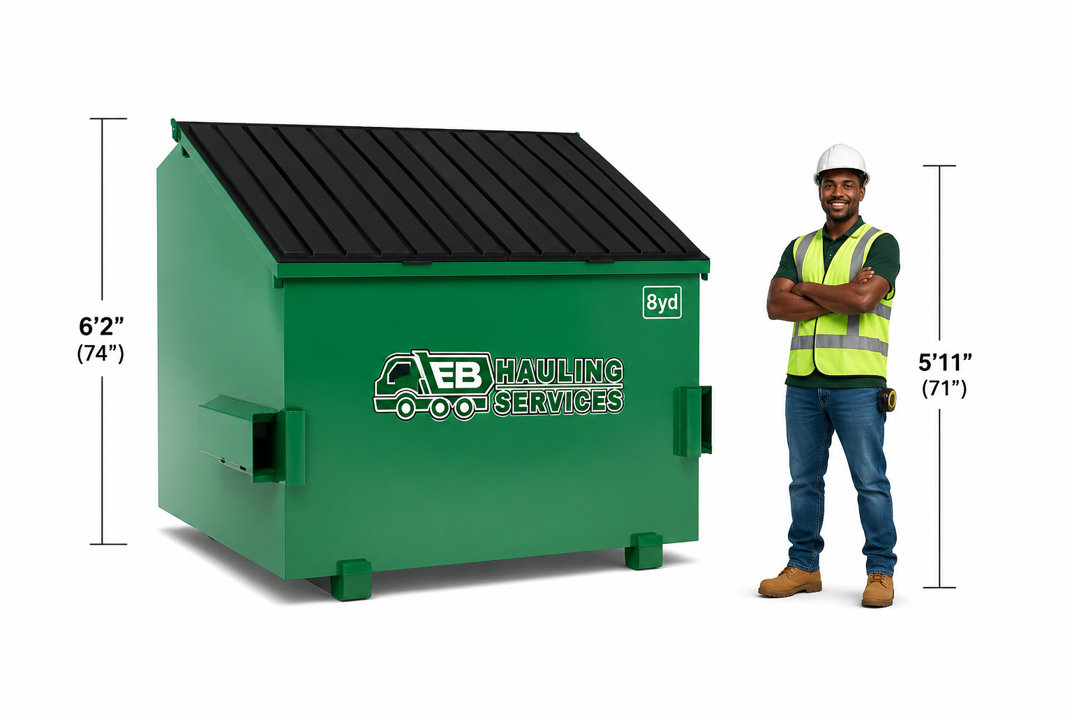 8 yard commercial dumpster size reference