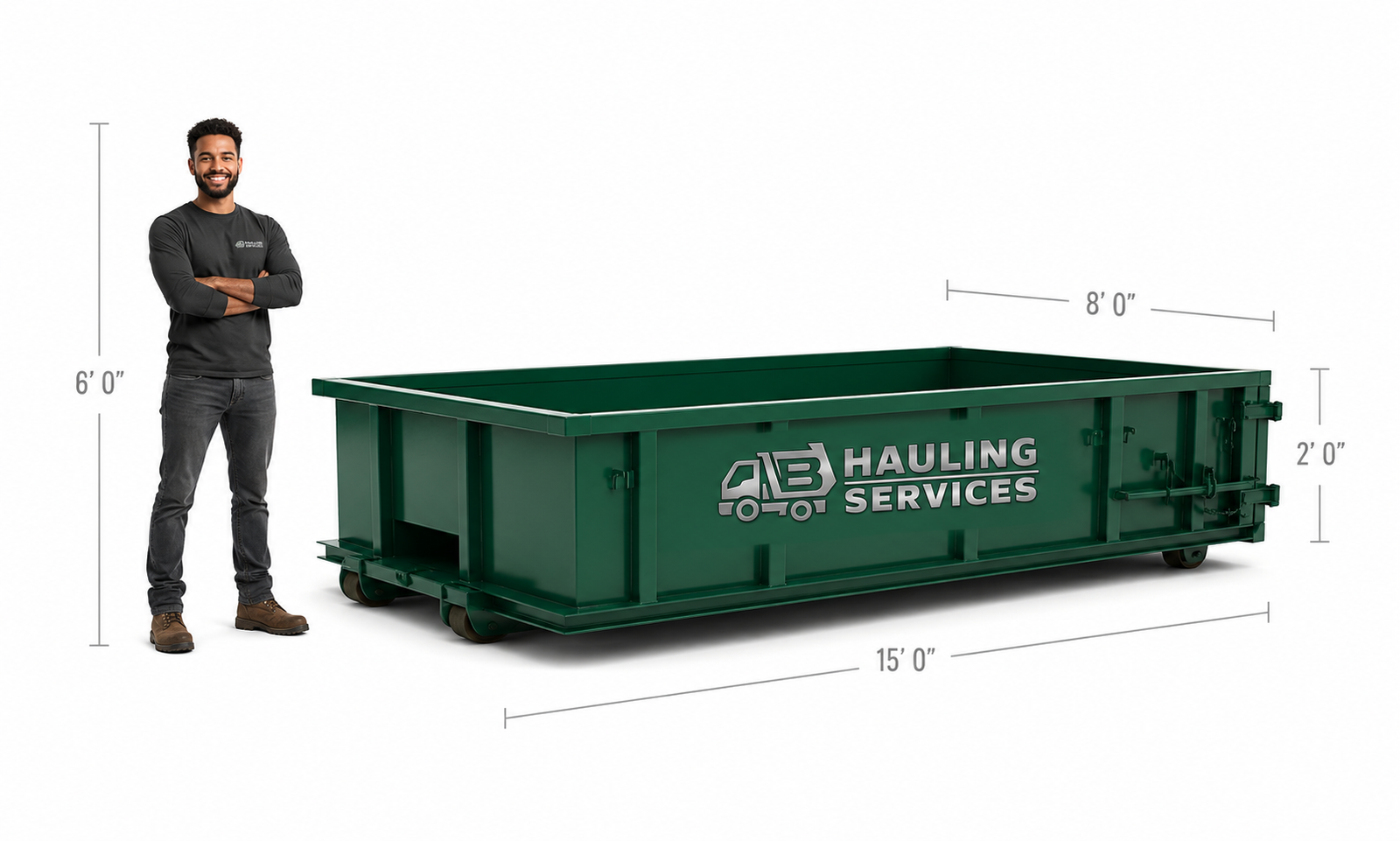 10 yard roll-off dumpster with measurements