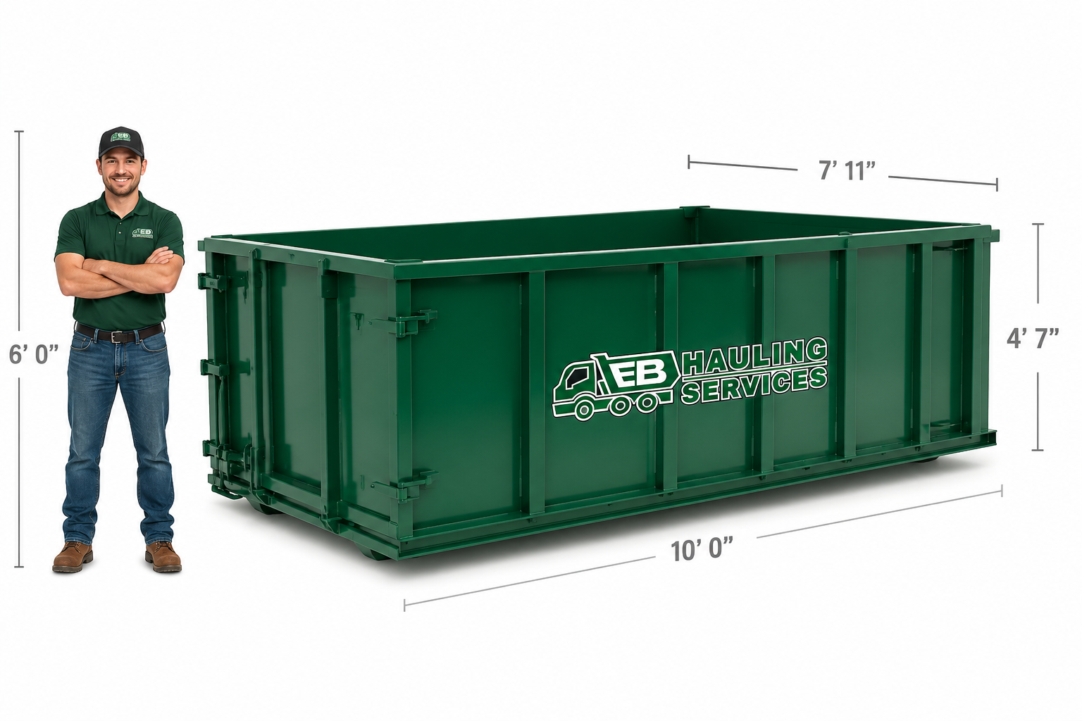 15 yard roll-off dumpster with measurements