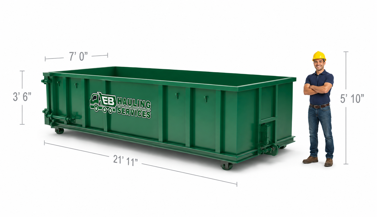 20 yard roll-off dumpster with measurements