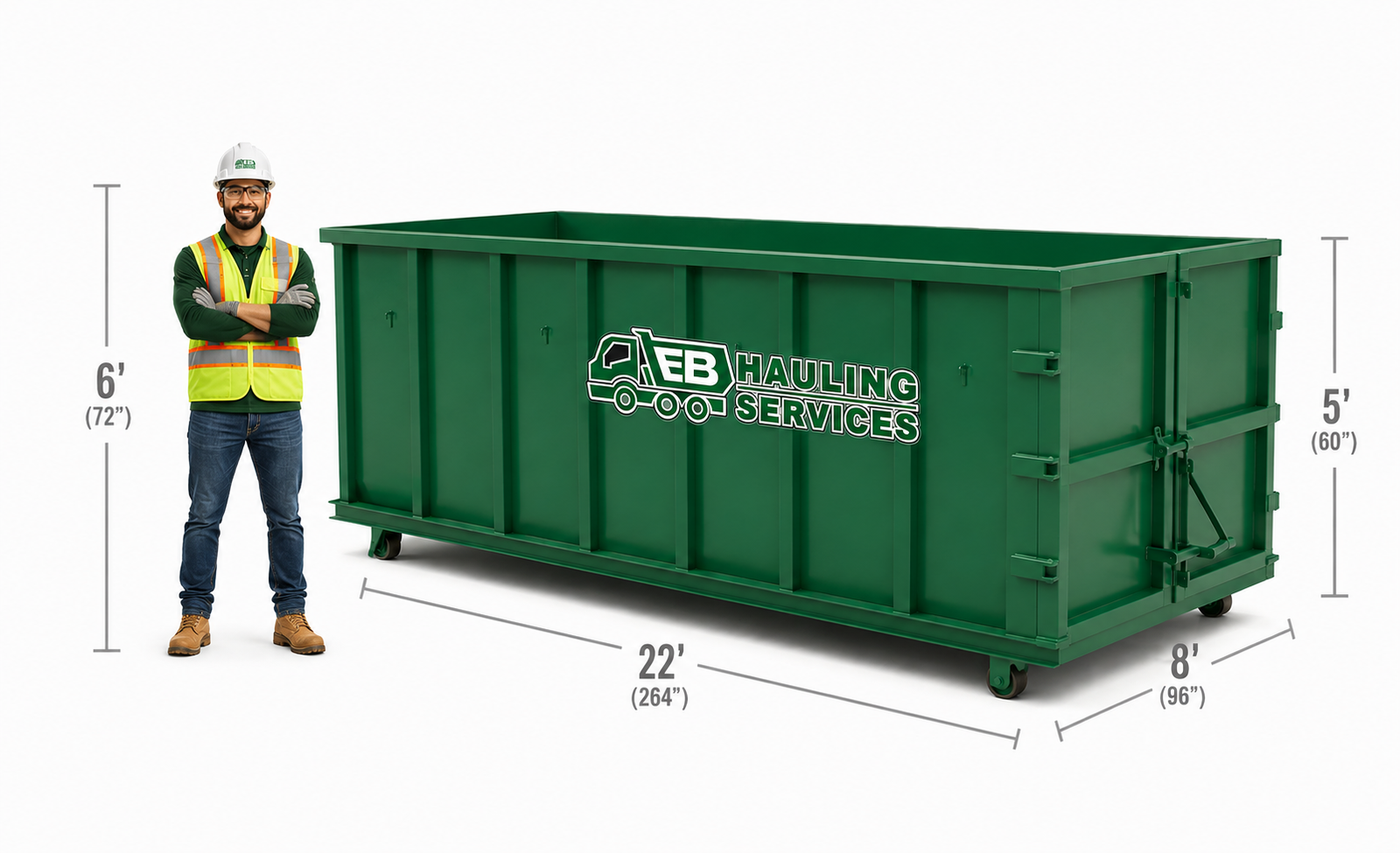 30 yard roll-off dumpster with measurements